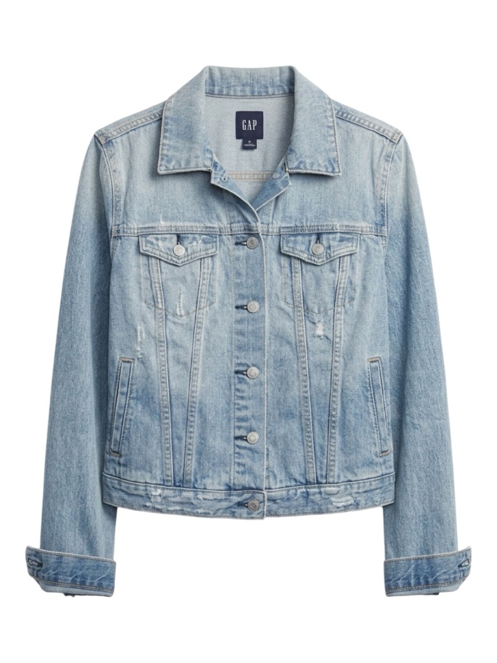 GAP Denim Jacket Light Wash Vintage Blue Lightly Distressed Size M